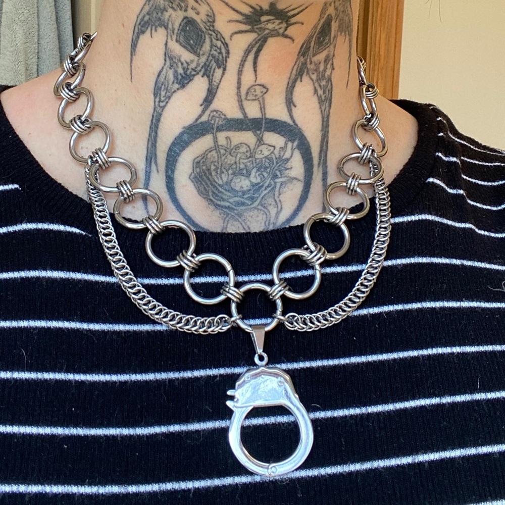 Stainless steel handcuff necklace